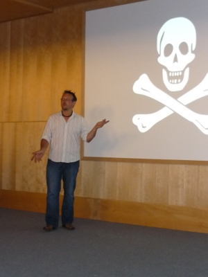 Ed giving a talk on pirate flags